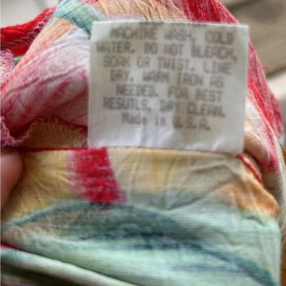 VTG 90s Jams World Hawaiian Watercolor Tropical Fruit Print Sheath Dress Small - Picture 7 of 8